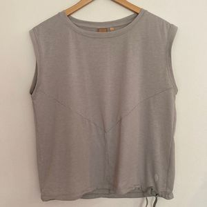 Indygena sz M tank top light grey with cinch tie at waist v sewn detail